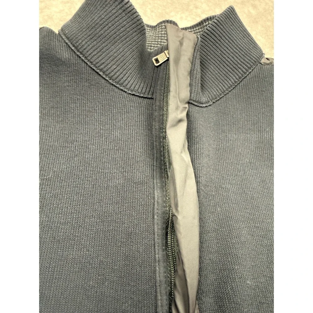 Hugo Boss Mens L Regular Fit Quarter Zip Pullover Black Shoulder Overlay Sweater